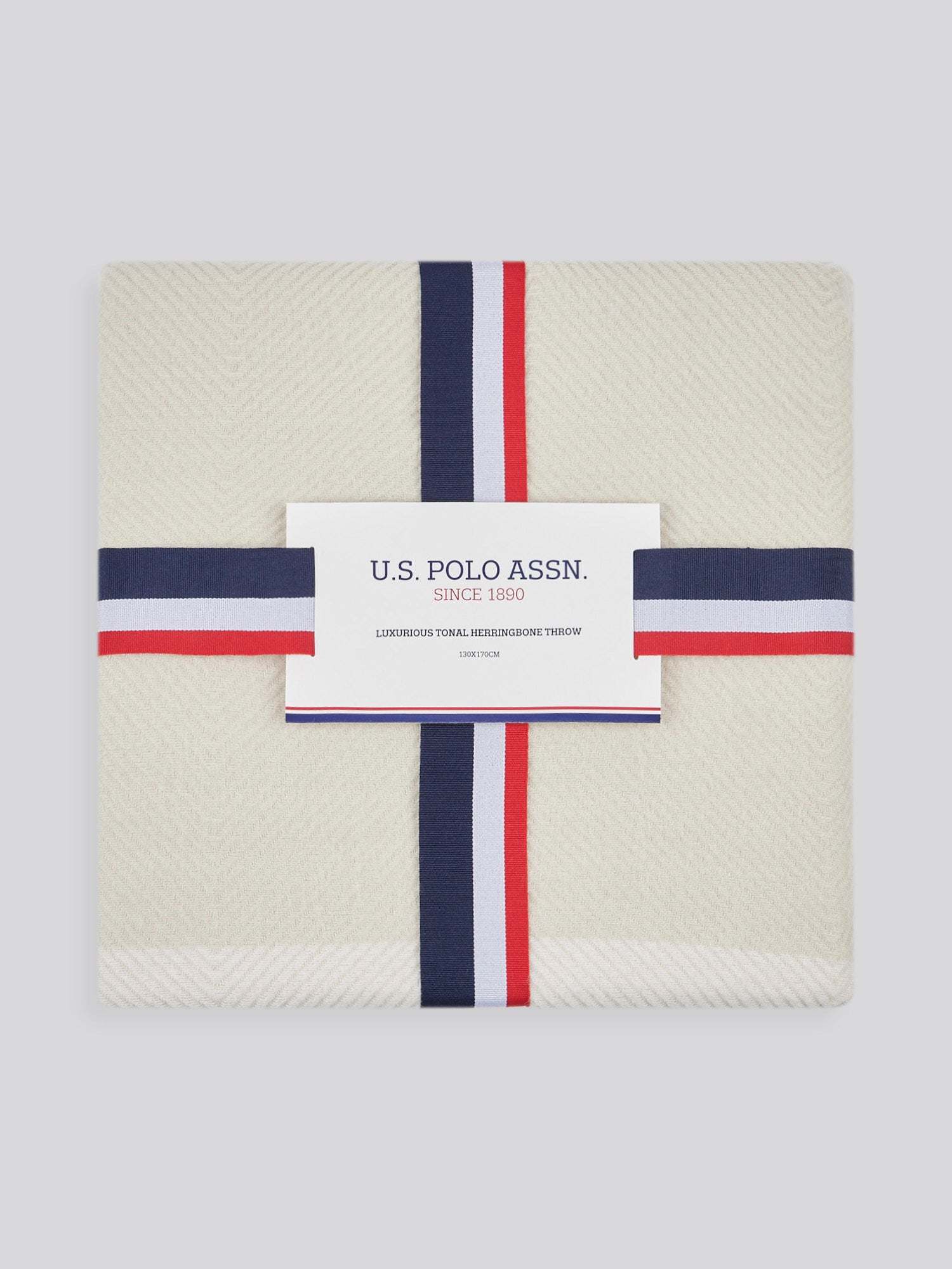 Tonal Herringbone Boxed Throw Vapor Blue