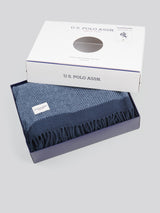 Tonal Herringbone Boxed Throw Navy Iris