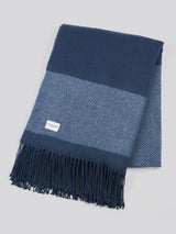 Tonal Herringbone Boxed Throw Navy Iris