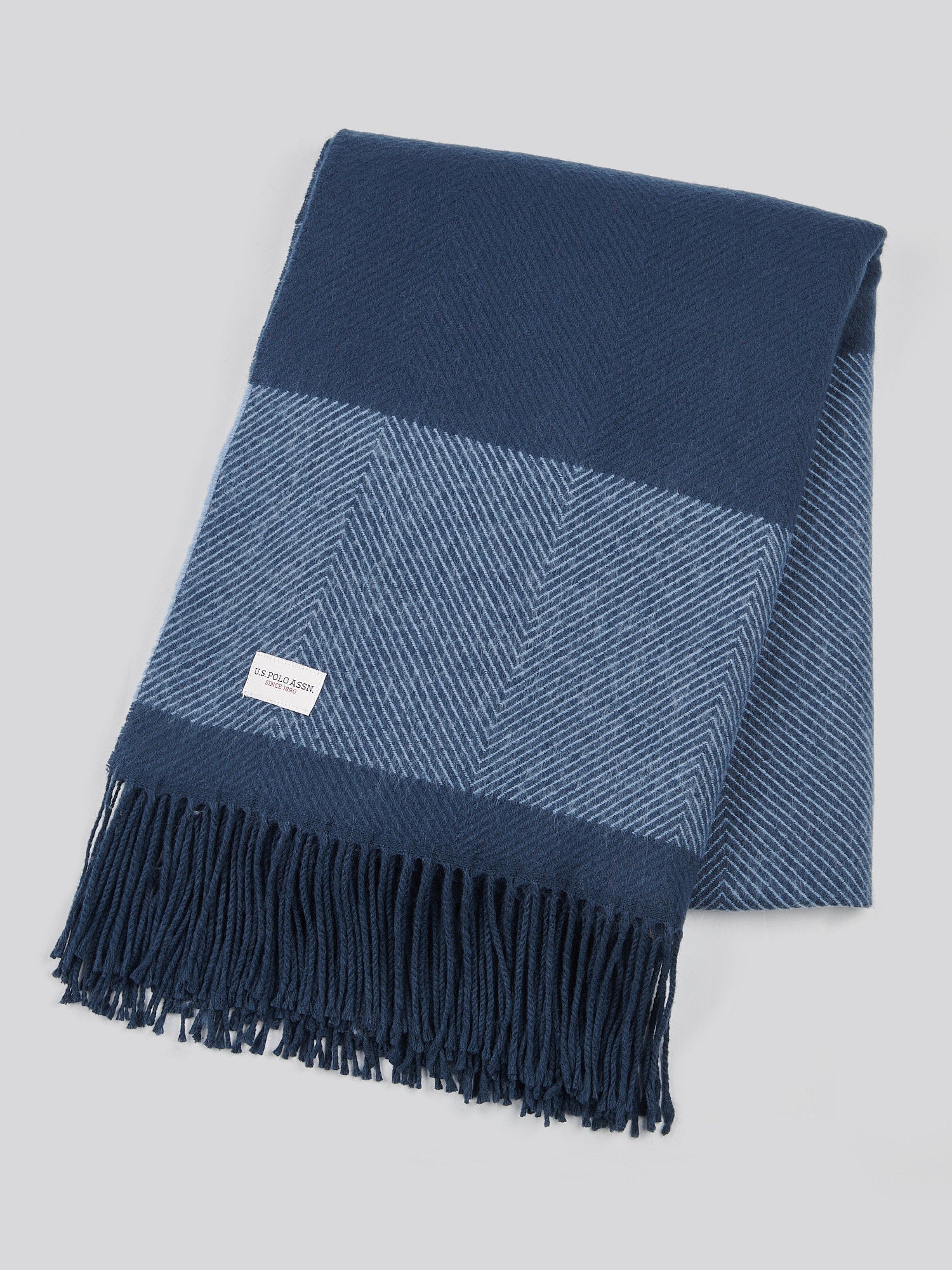 Tonal Herringbone Boxed Throw Navy Iris