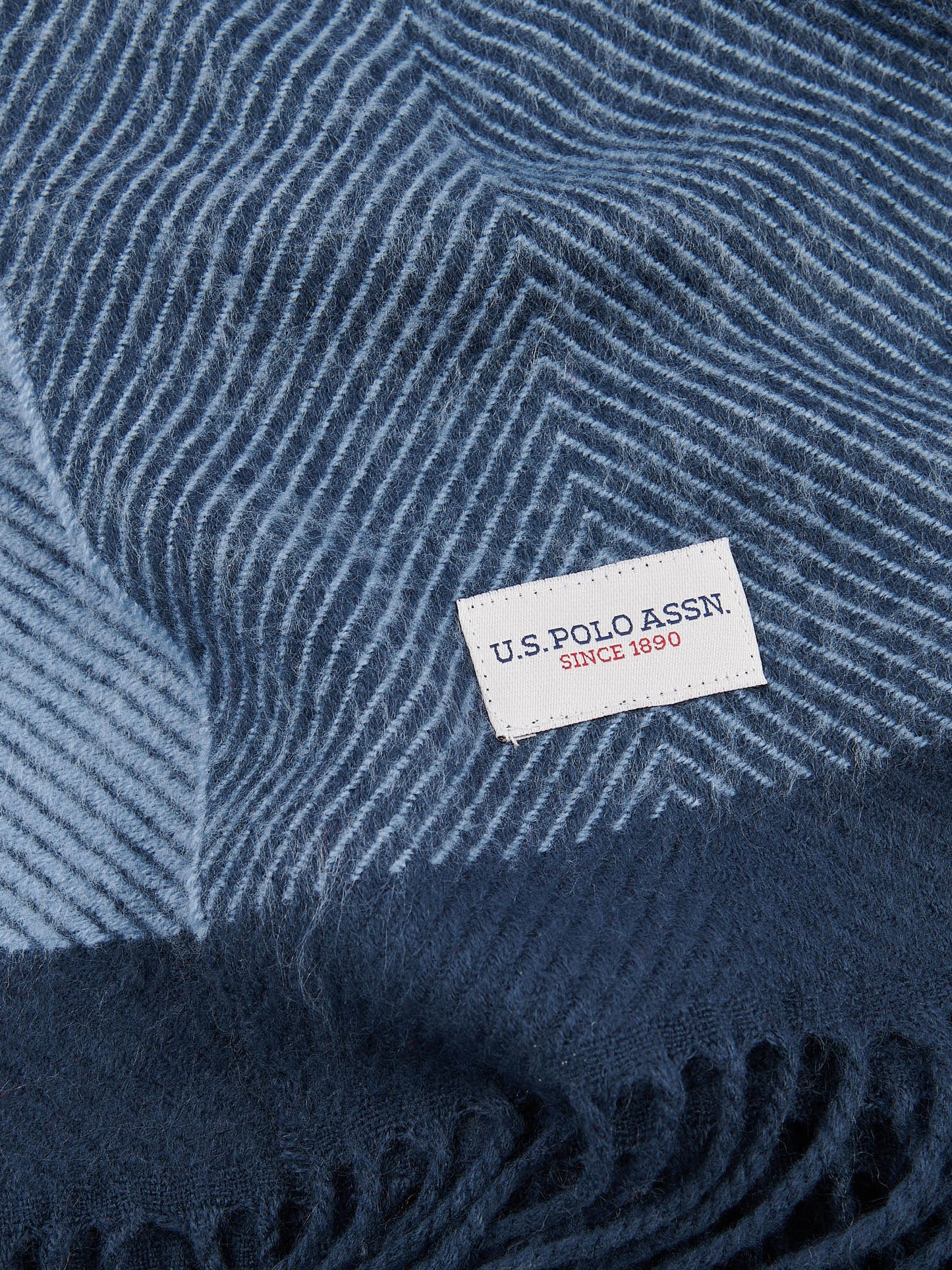 Tonal Herringbone Boxed Throw Navy Iris