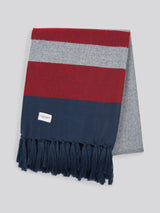 Luxurious Boucle Border Stripe Boxed Throw in Vapor Blue