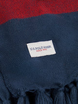 Luxurious Boucle Border Stripe Boxed Throw in Vapor Blue
