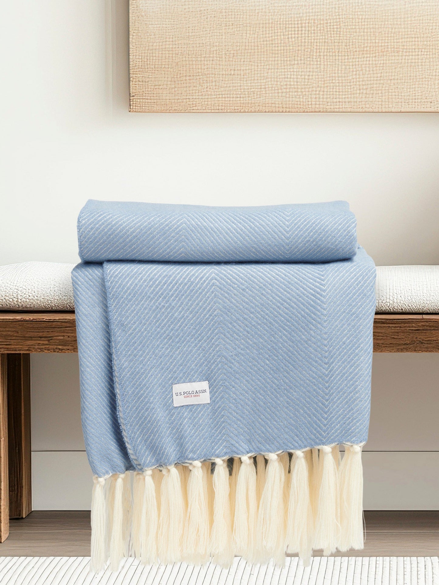 Luxury Herringbone Throw in Troposphere