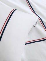 Luxury Cotton Brand Stripe Duvet Set Bright White