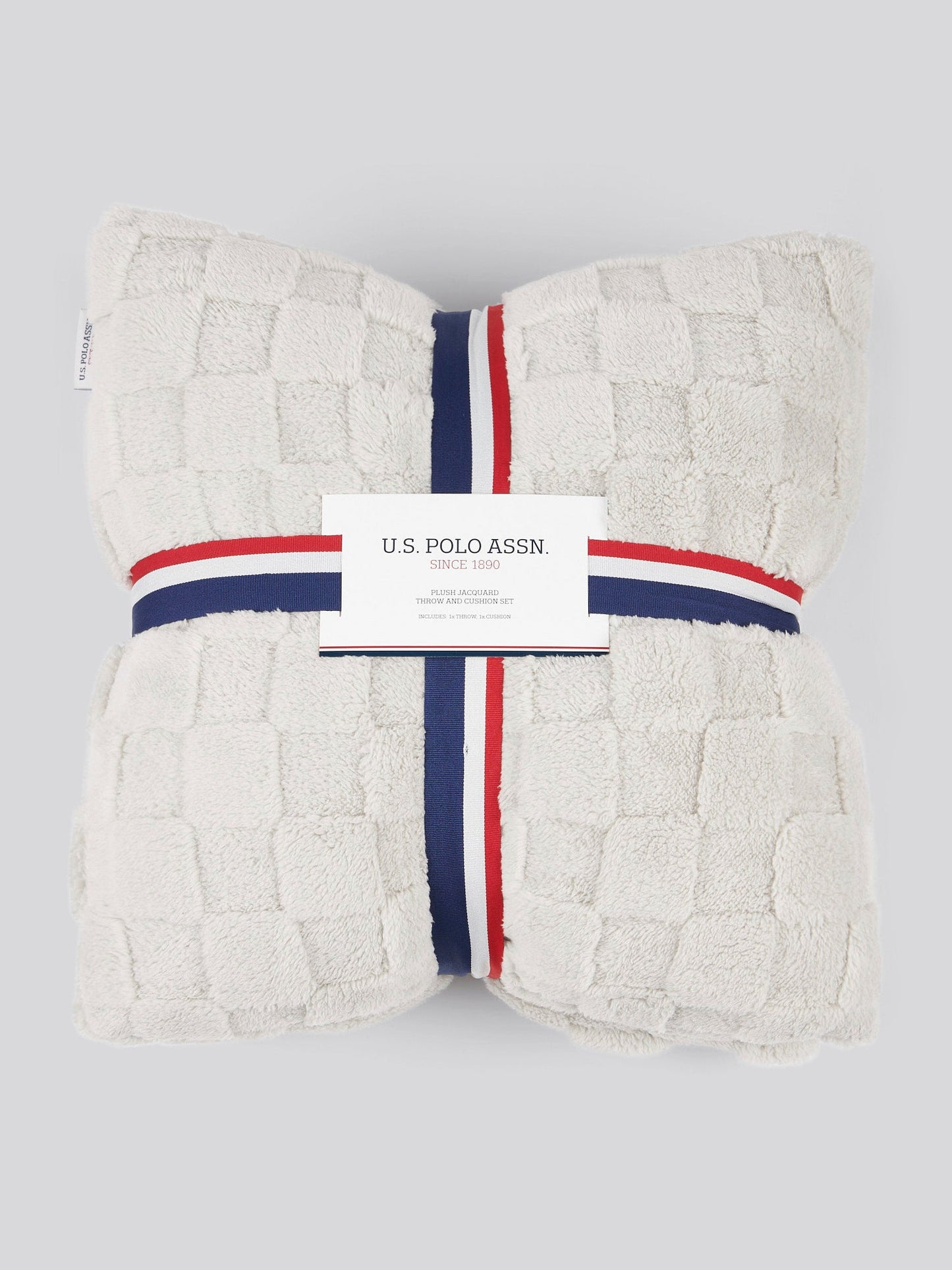 Plush Jacquard Throw & Cushion Set in Vapor Blue