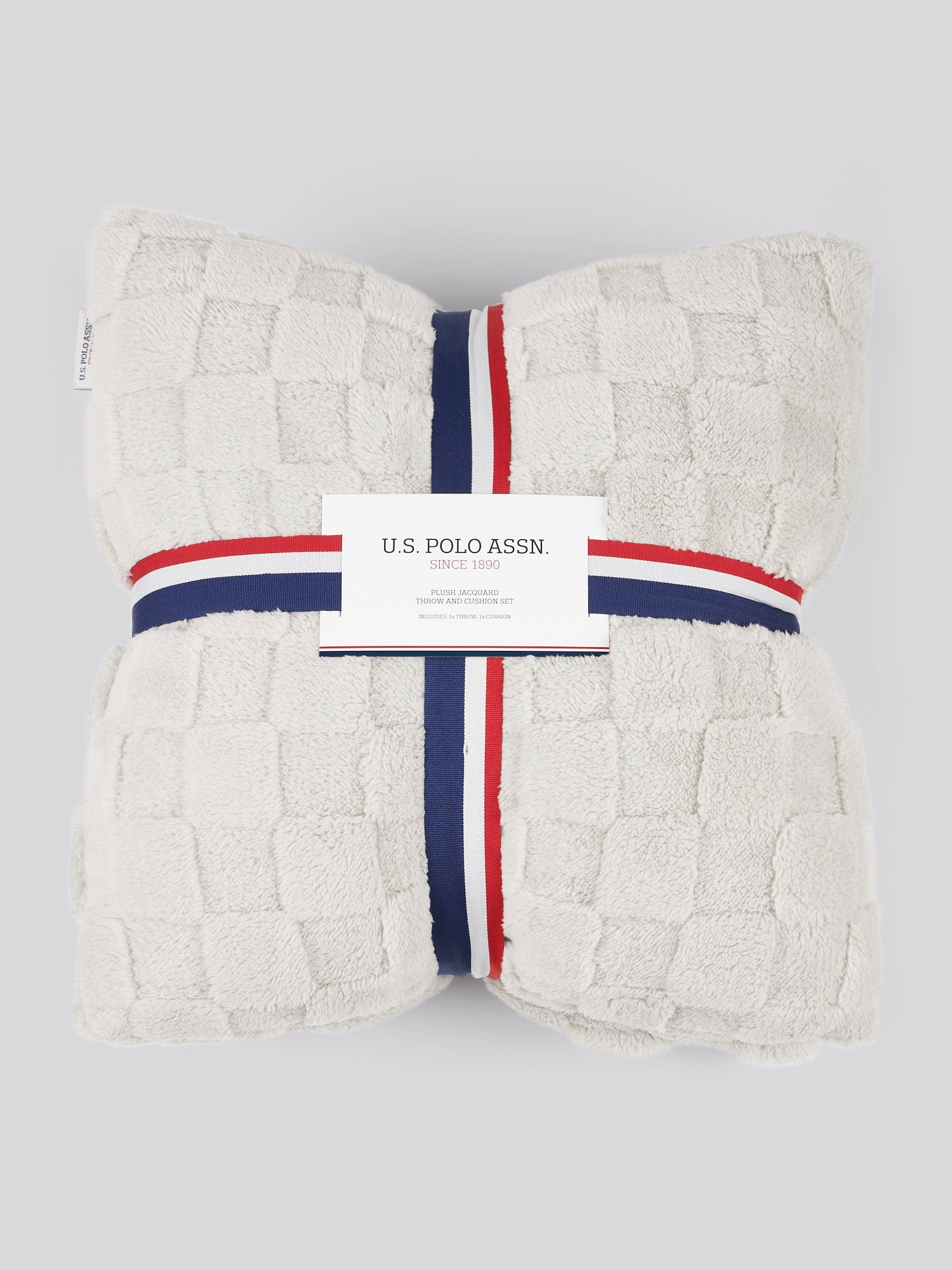 Plush Jacquard Throw & Cushion Set in Vapor Blue