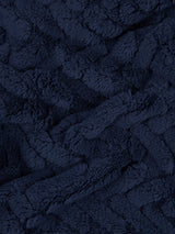 Premium Fern Jacquard Throw & Cushion Set in Navy Iris