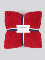 Premium Fern Jacquard Throw & Cushion Set in Savvy Red
