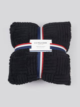 Premium Terrazzo Jacquard Throw & Cushion Set in Jet Black