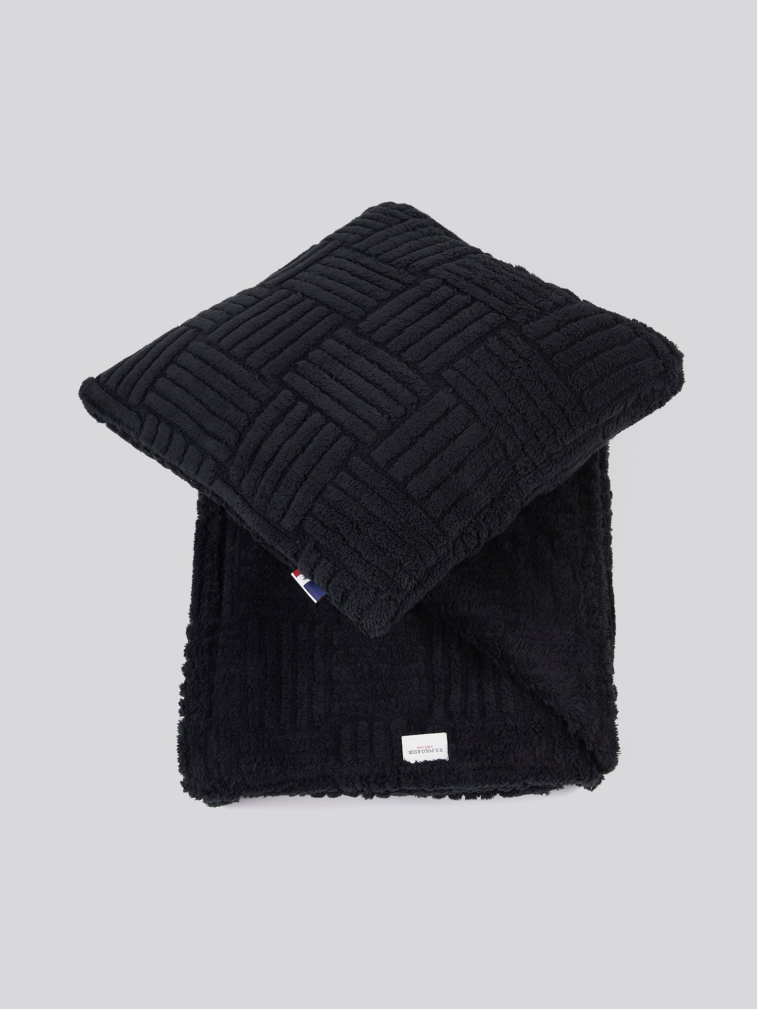 Premium Terrazzo Jacquard Throw & Cushion Set in Jet Black