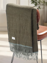 Luxurious Herringbone Boxed Throw in Desert Palm