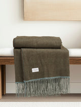 Luxurious Herringbone Boxed Throw in Desert Palm