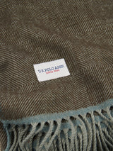 Luxurious Herringbone Boxed Throw in Desert Palm