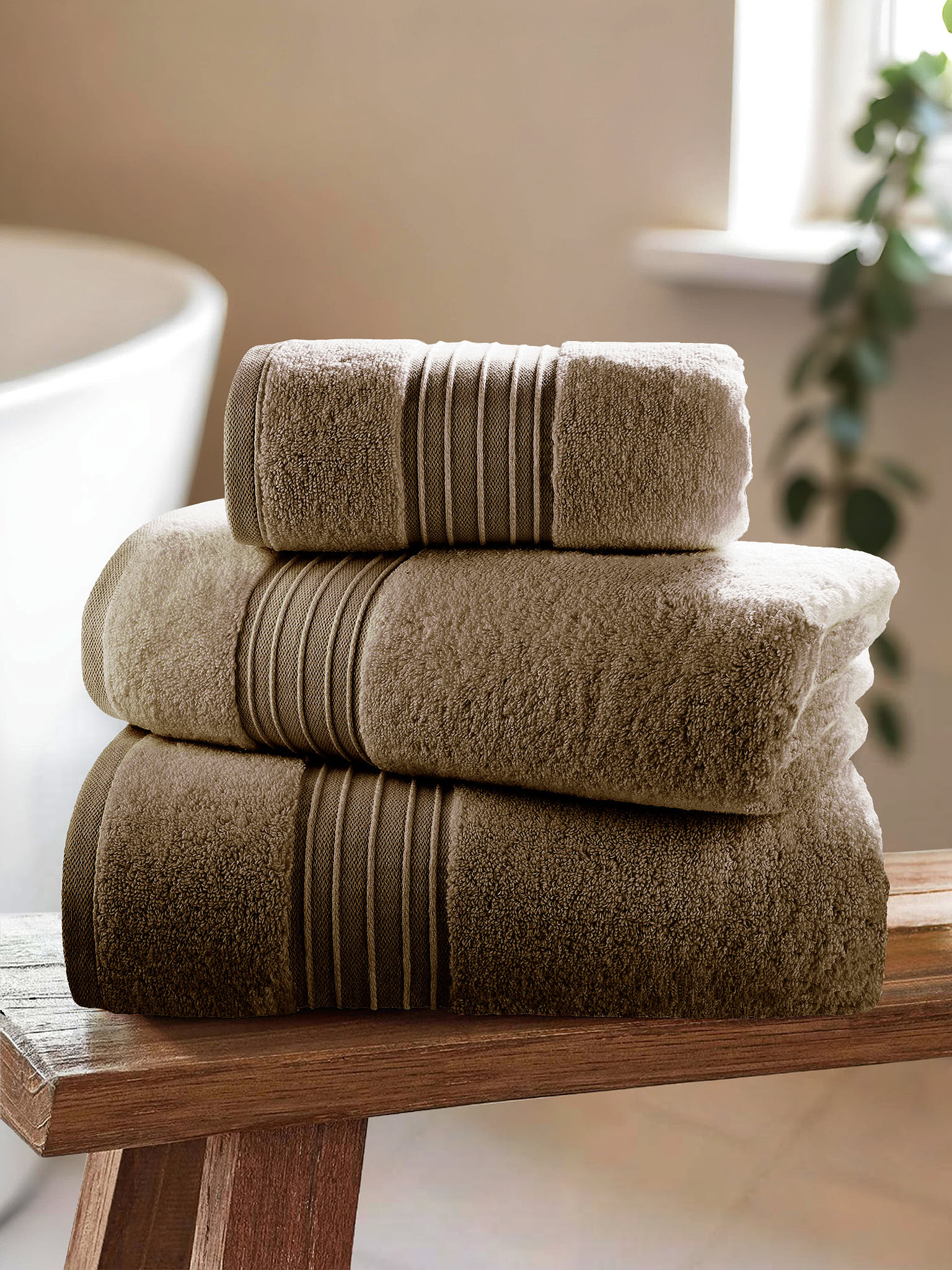 Pure Cotton Zero Twist Towel Taupe Grey