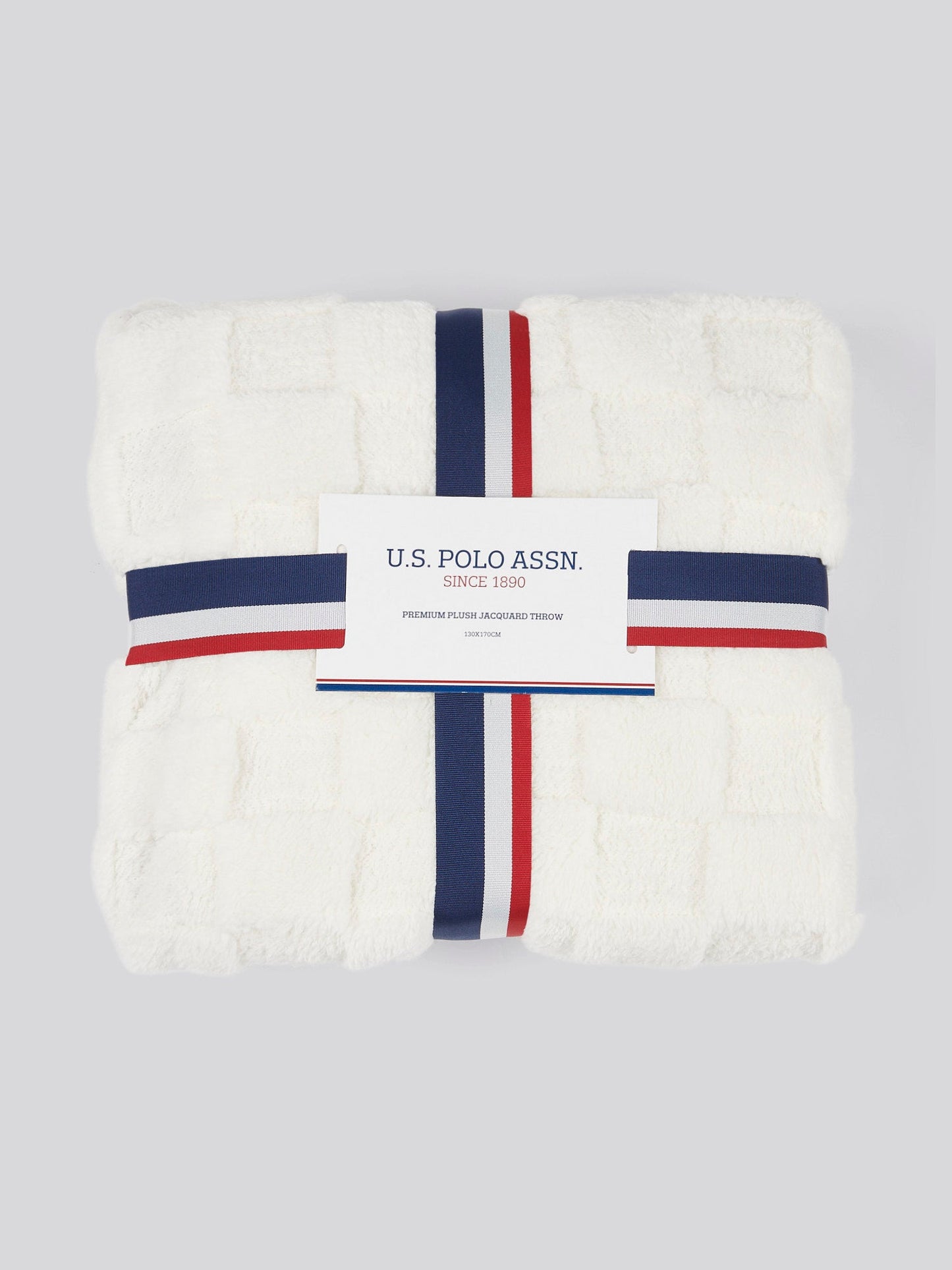 Premium Plush Jacquard Throw in Bright White