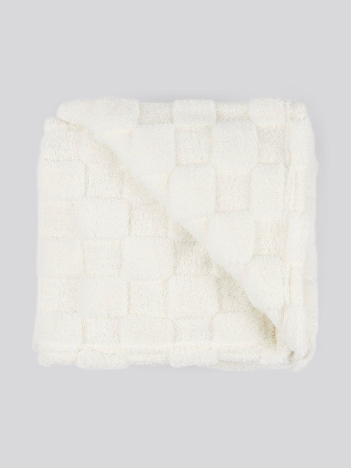 Premium Plush Jacquard Throw in Bright White