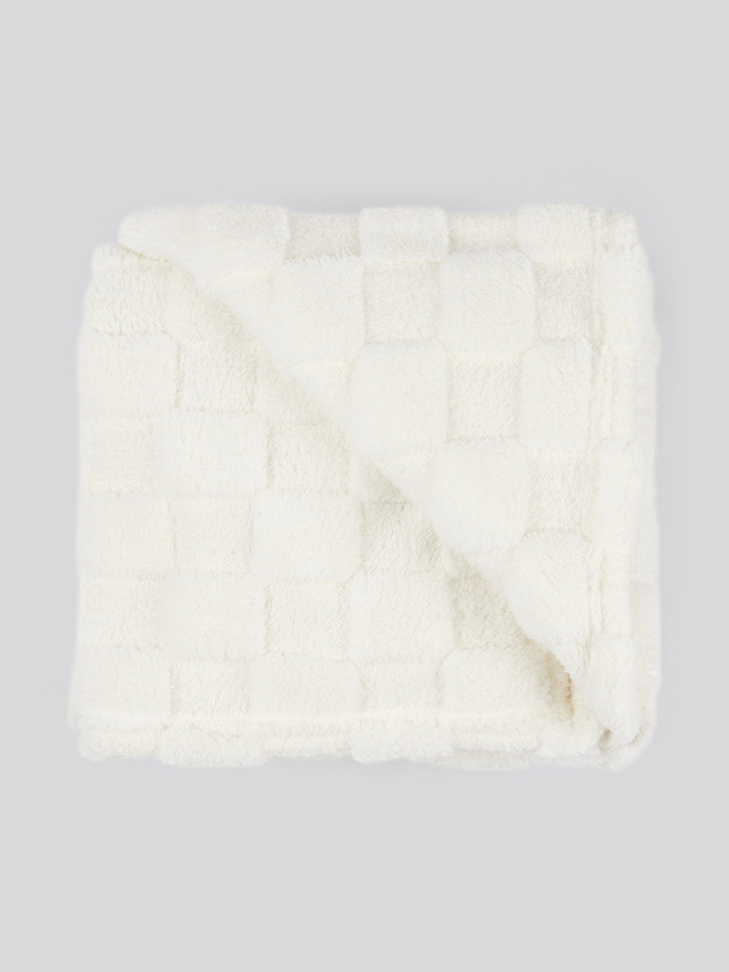 Premium Plush Jacquard Throw in Bright White