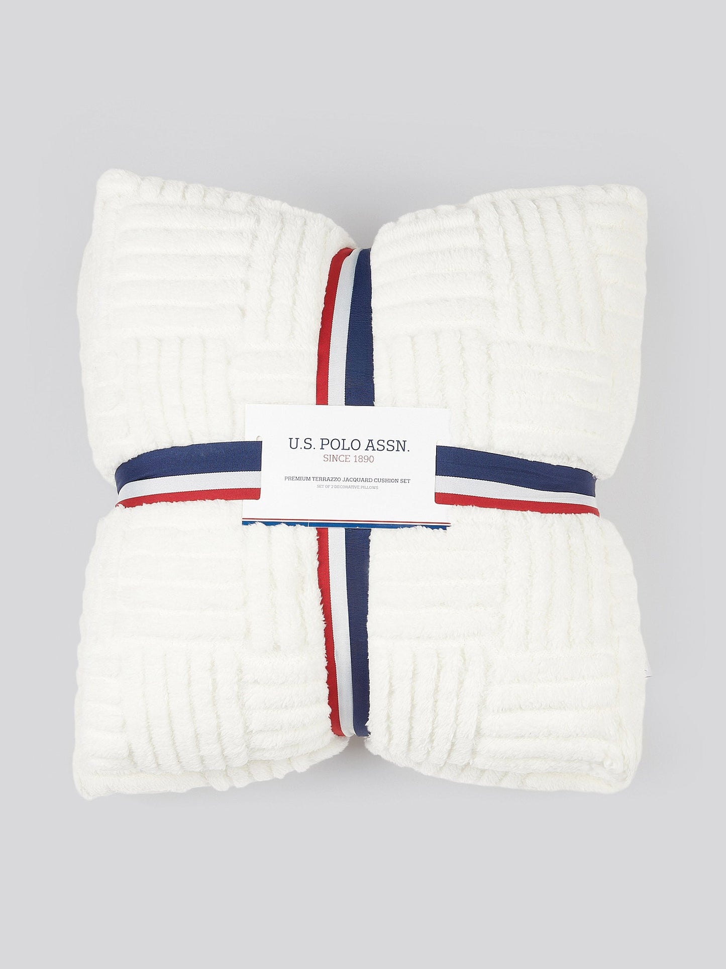 Premium Terrazzo Jacquard 2-Cushion Set in Bright White