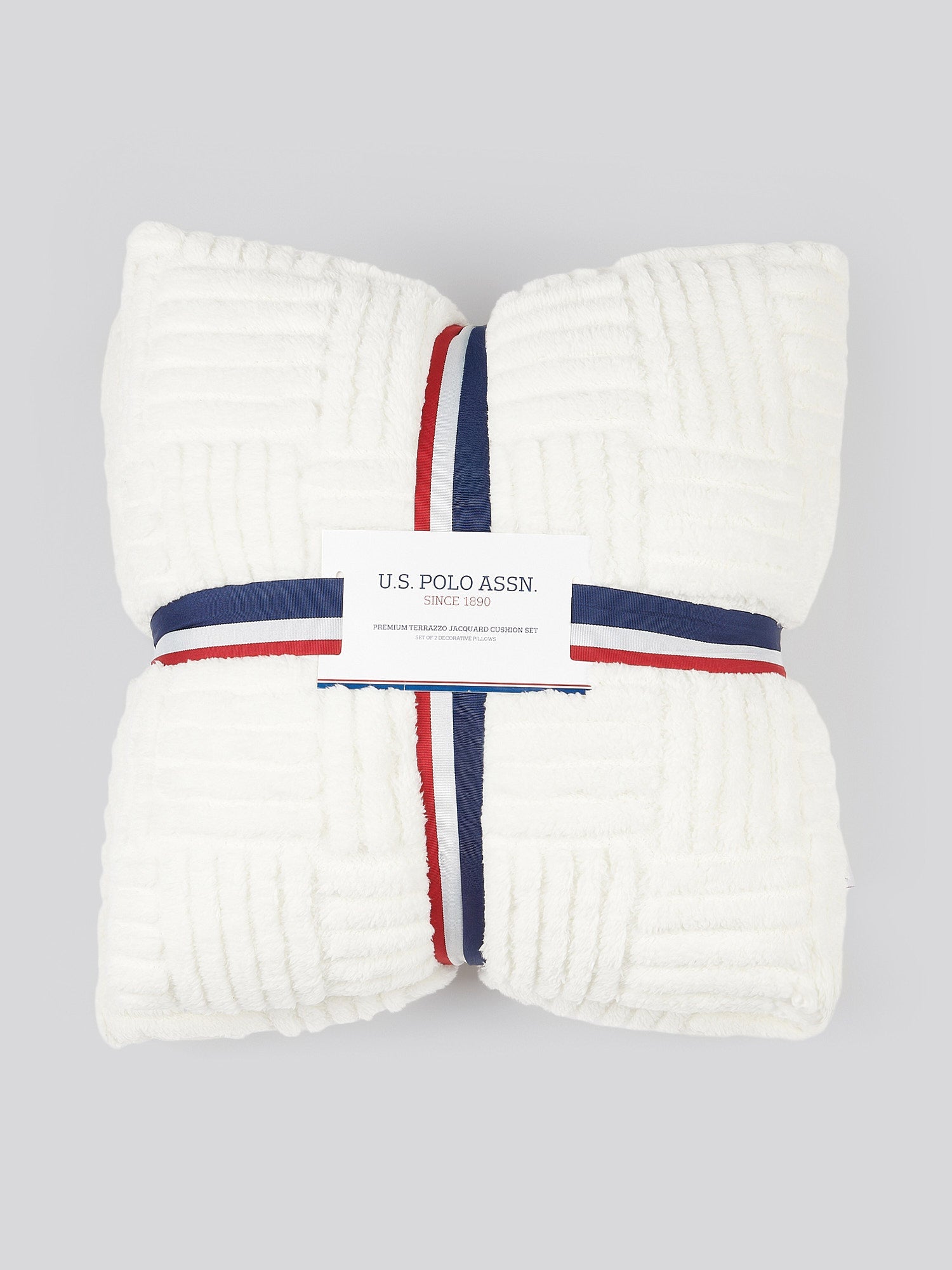 Premium Terrazzo Jacquard 2-Cushion Set in Bright White