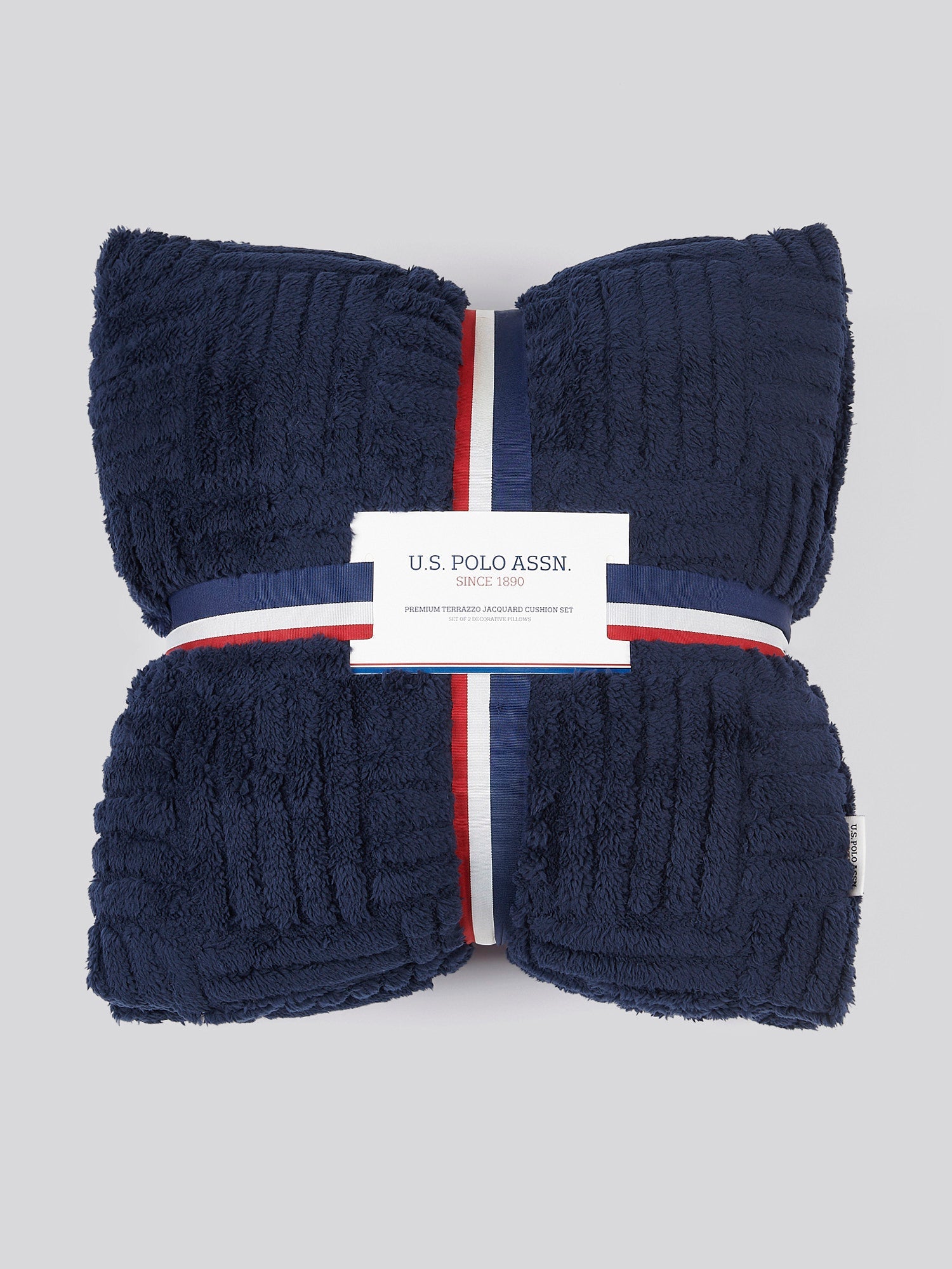 Premium Terrazzo Jacquard 2-Cushion Set in Navy Iris