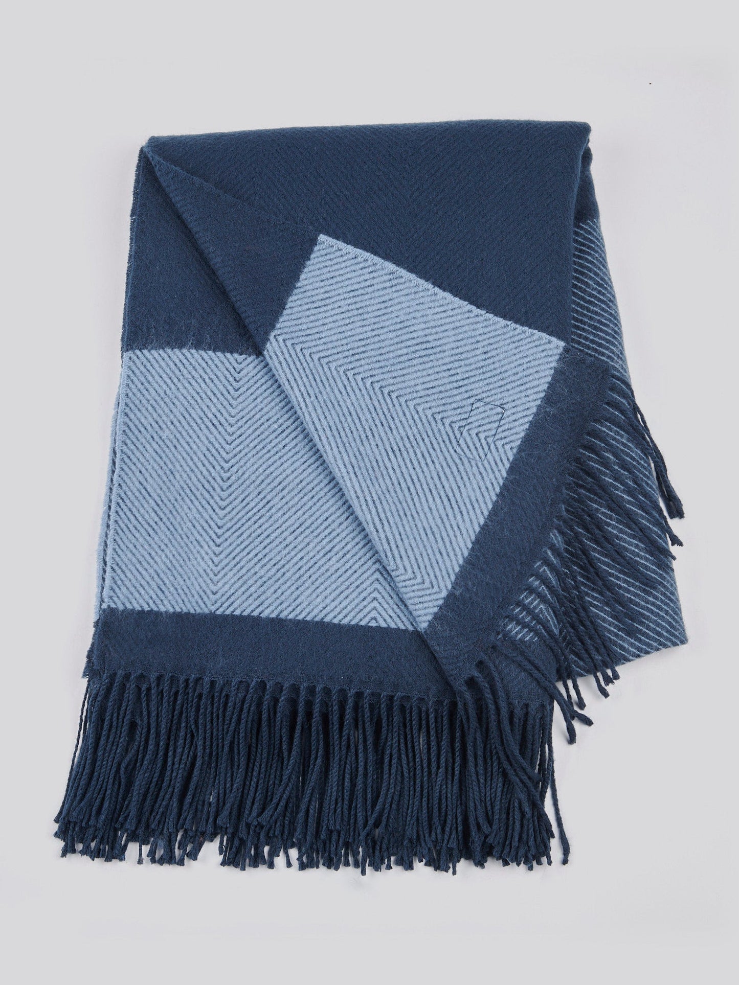 Luxurious Tonal Herringbone Throw in Navy Iris