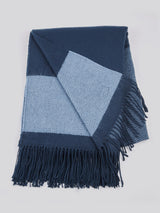 Luxurious Tonal Herringbone Throw in Navy Iris