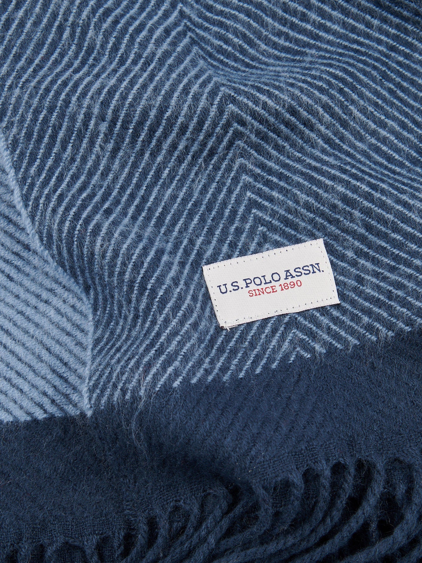 Luxurious Tonal Herringbone Throw in Navy Iris