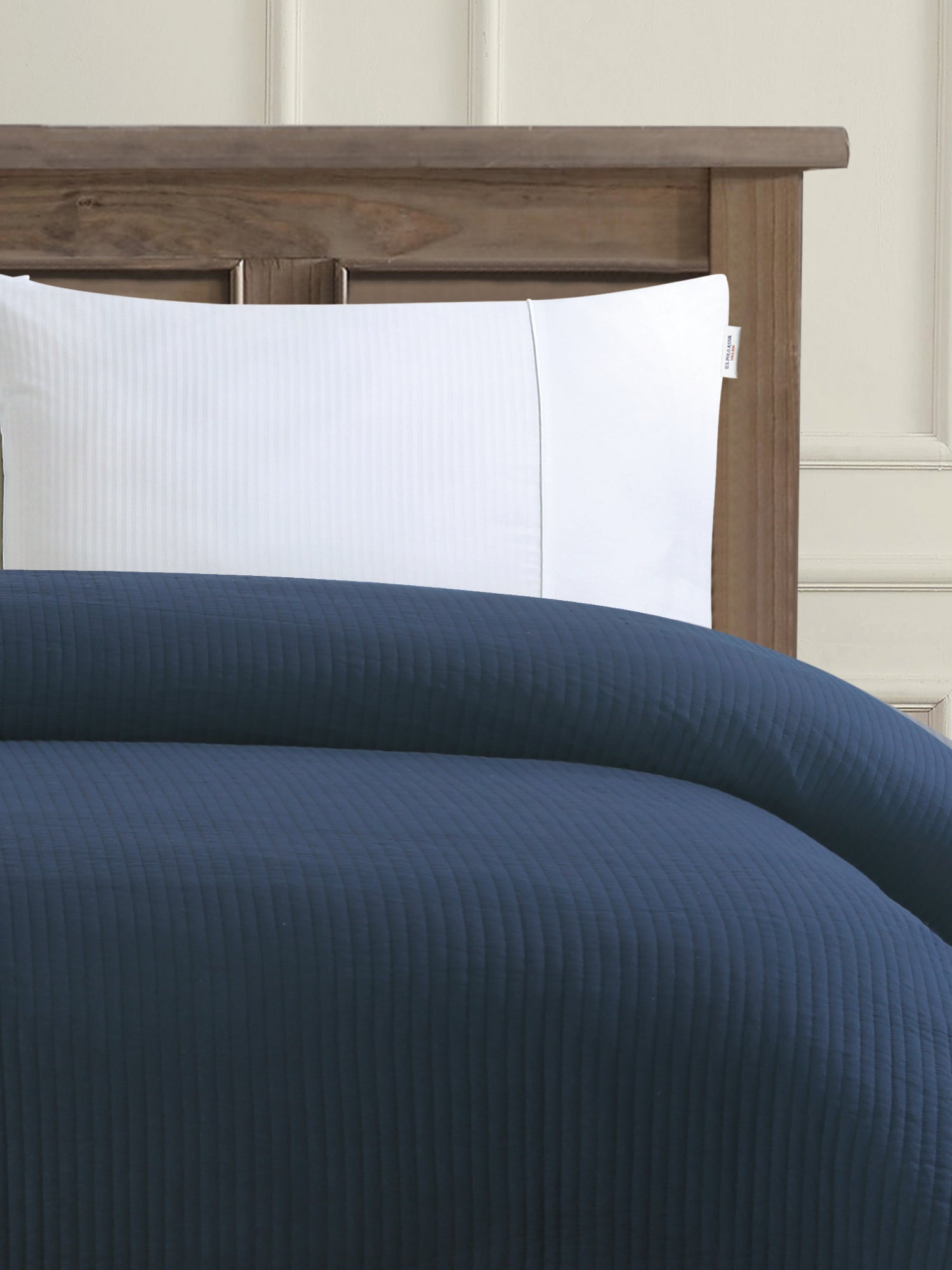 Channel Row Quilted Bedspread Navy Iris