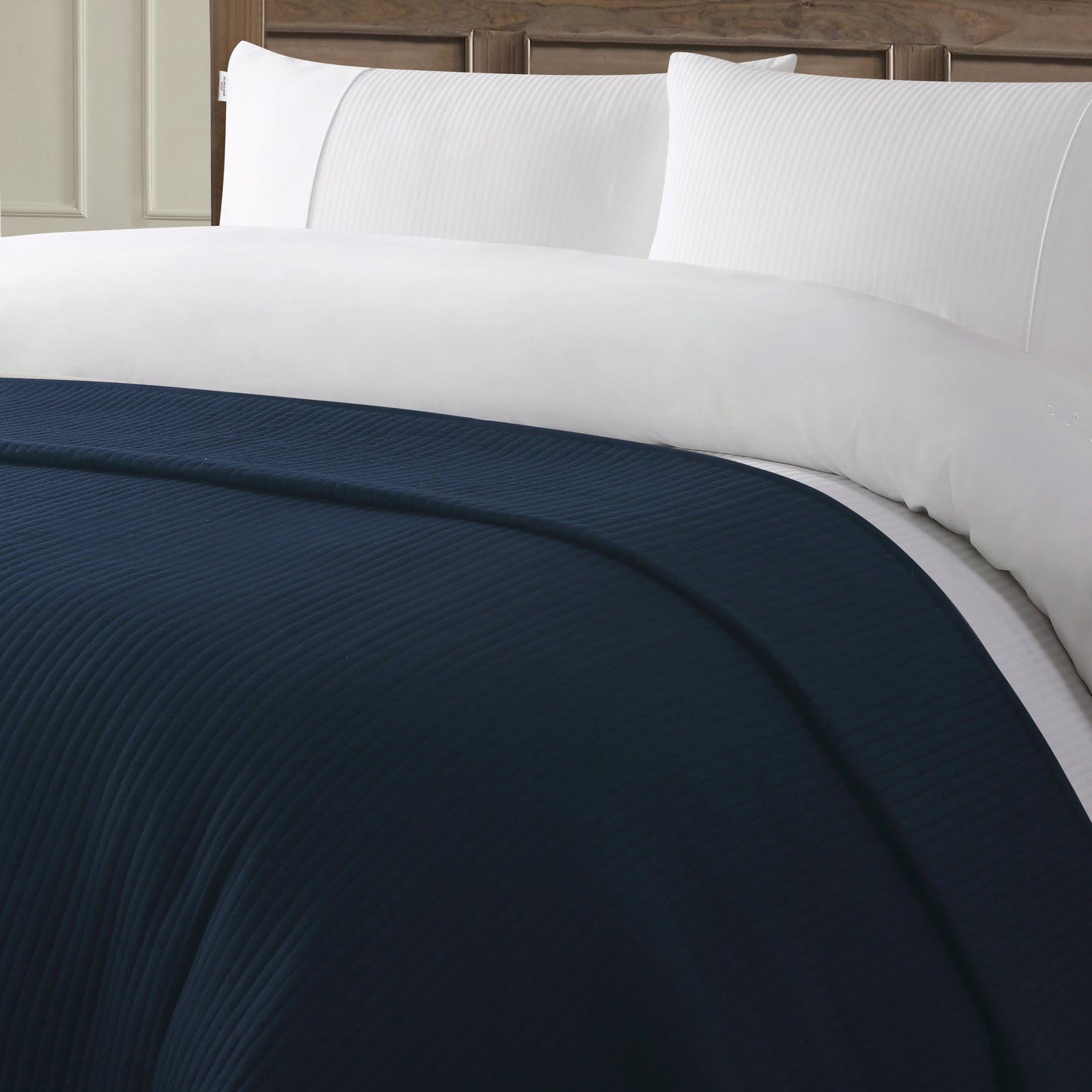Channel Row Quilted Bedspread Navy Iris