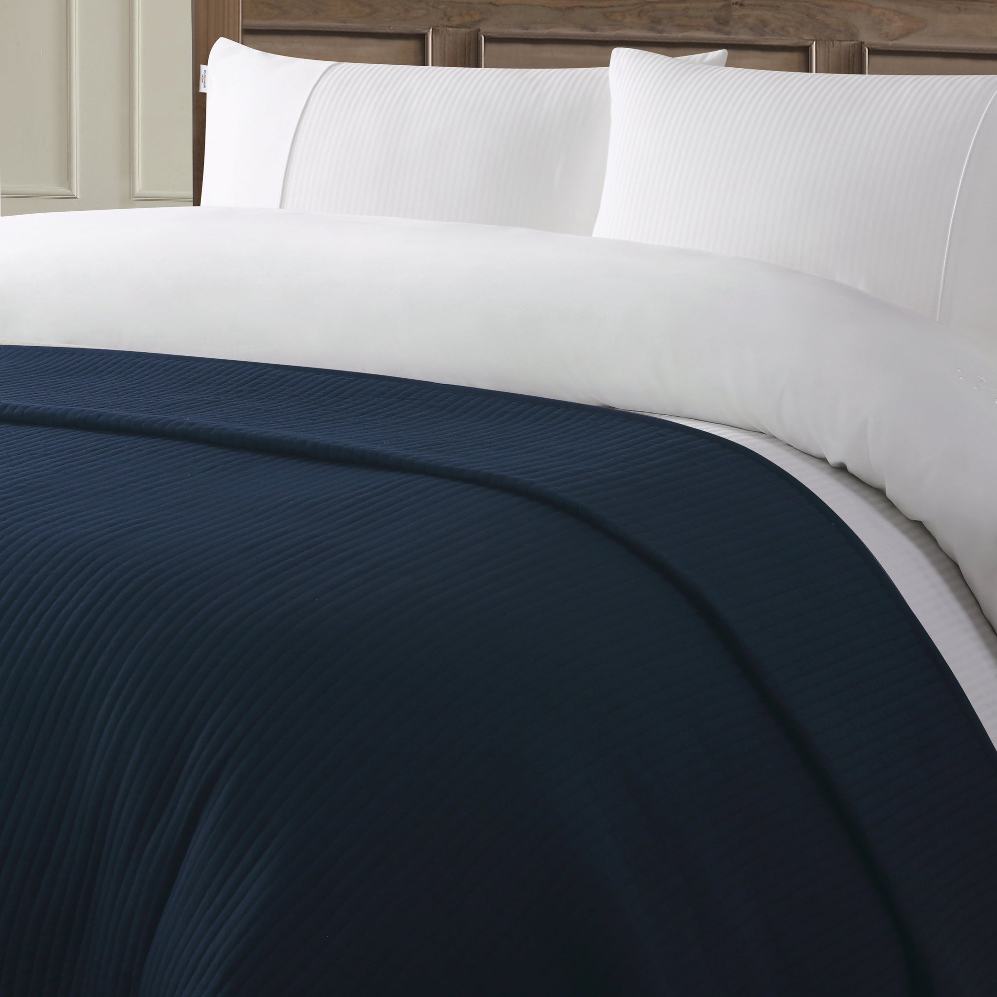 Channel Row Quilted Bedspread Navy Iris