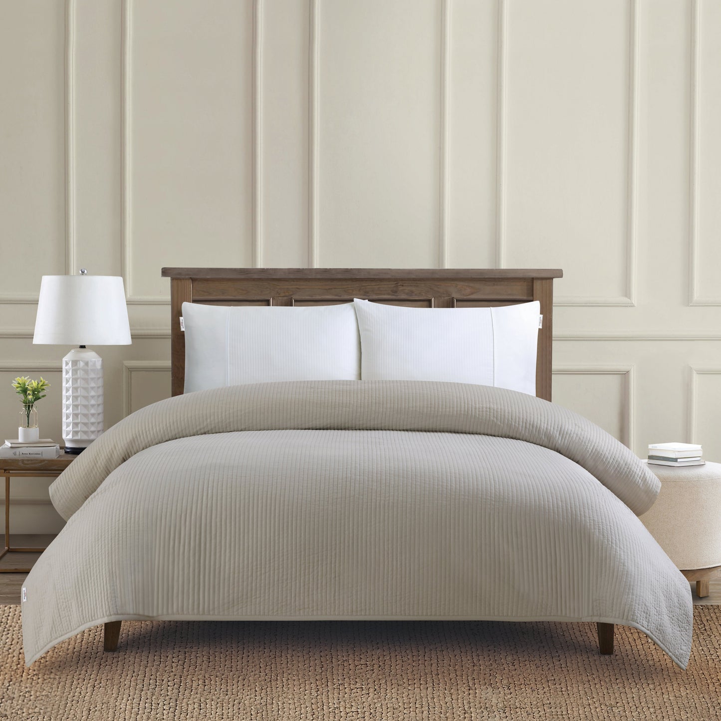 Channel Row Quilted Bedspread Cloud Cream