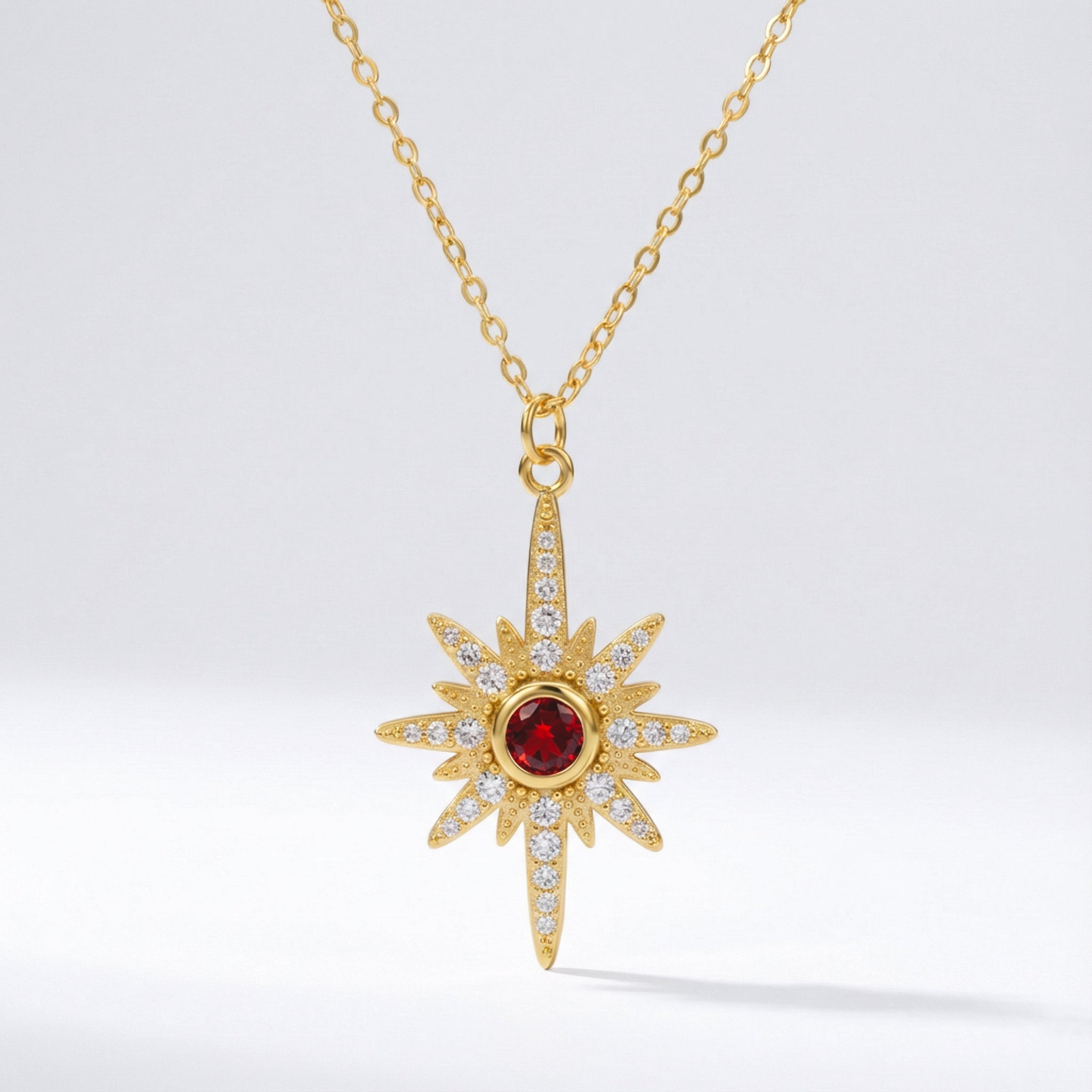 Heidi North Star Birthstone Necklace | 18K Gold Plated
