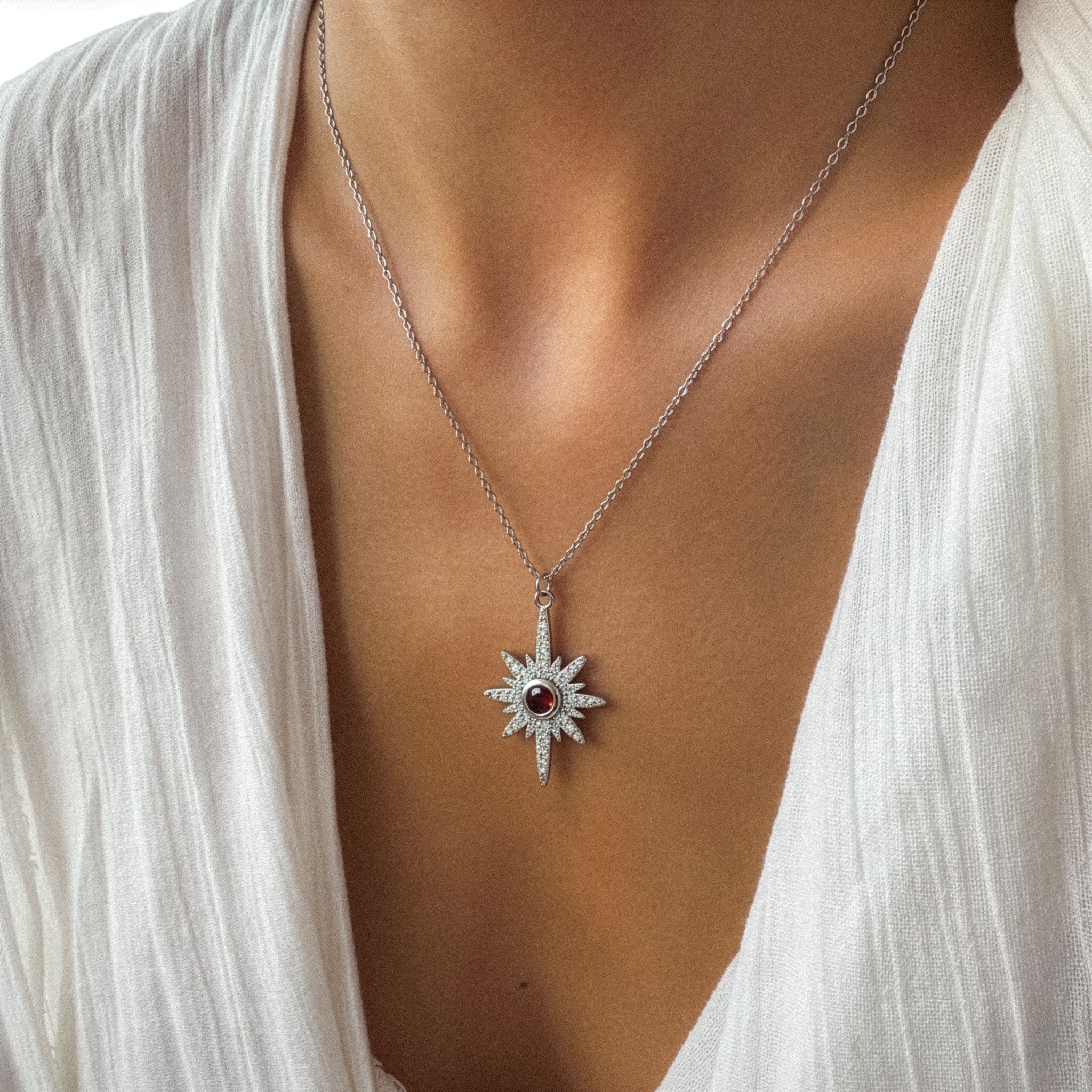 Heidi North Star Birthstone Necklace | 925 Sterling Silver