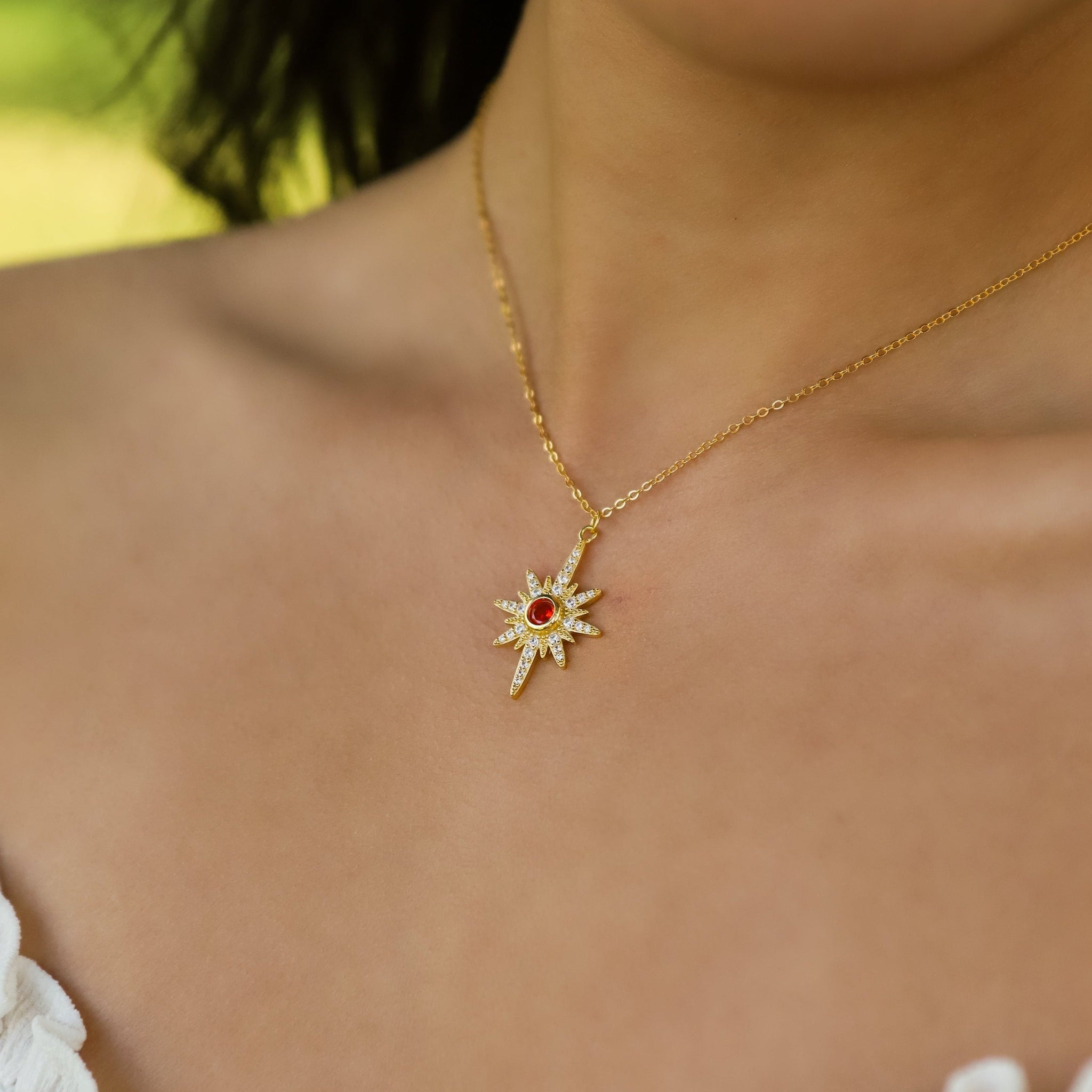 Heidi North Star Birthstone Necklace | 18K Gold Plated