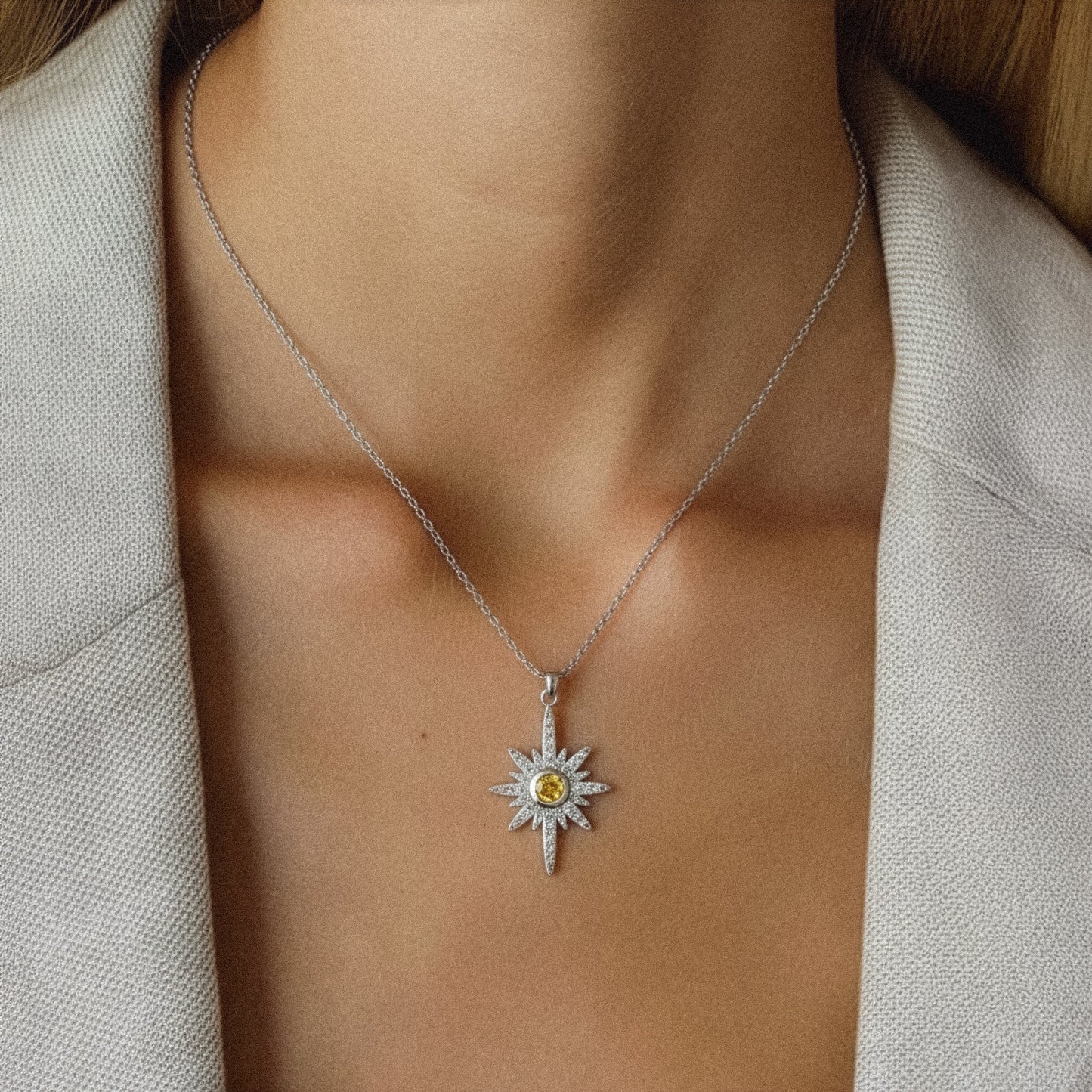 Heidi North Star Birthstone Necklace | 925 Sterling Silver