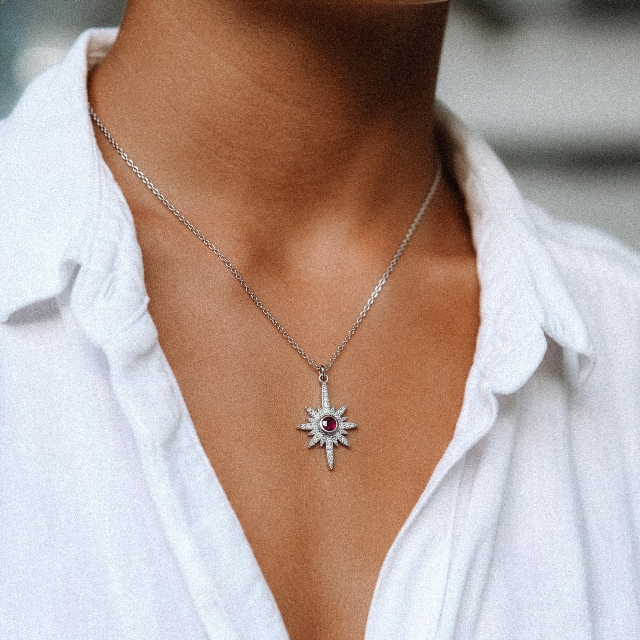 Heidi North Star Birthstone Necklace | 925 Sterling Silver