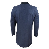 Men's 3/4 Long Overcoat Jacket Herringbone Tweed Coat Peaky Blinders