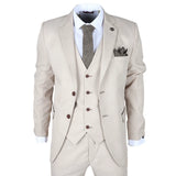 IM04 - Men's Beige 3 Piece Tailored Fit Wedding Suit