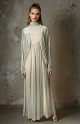 1970's Original Vintage Gold Goddess Maxi Dress UK 8 - 12