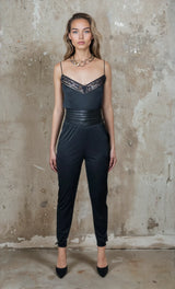 Original 1980's Vintage Black Beaded Detail Jumpsuit UK 8 - 10