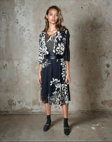 Original 1970's Vintage Black Floral Dress UK 10 - 12