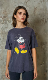 Original Vintage 1980's Mickey Mouse Black T Shirt UK 8 - 12