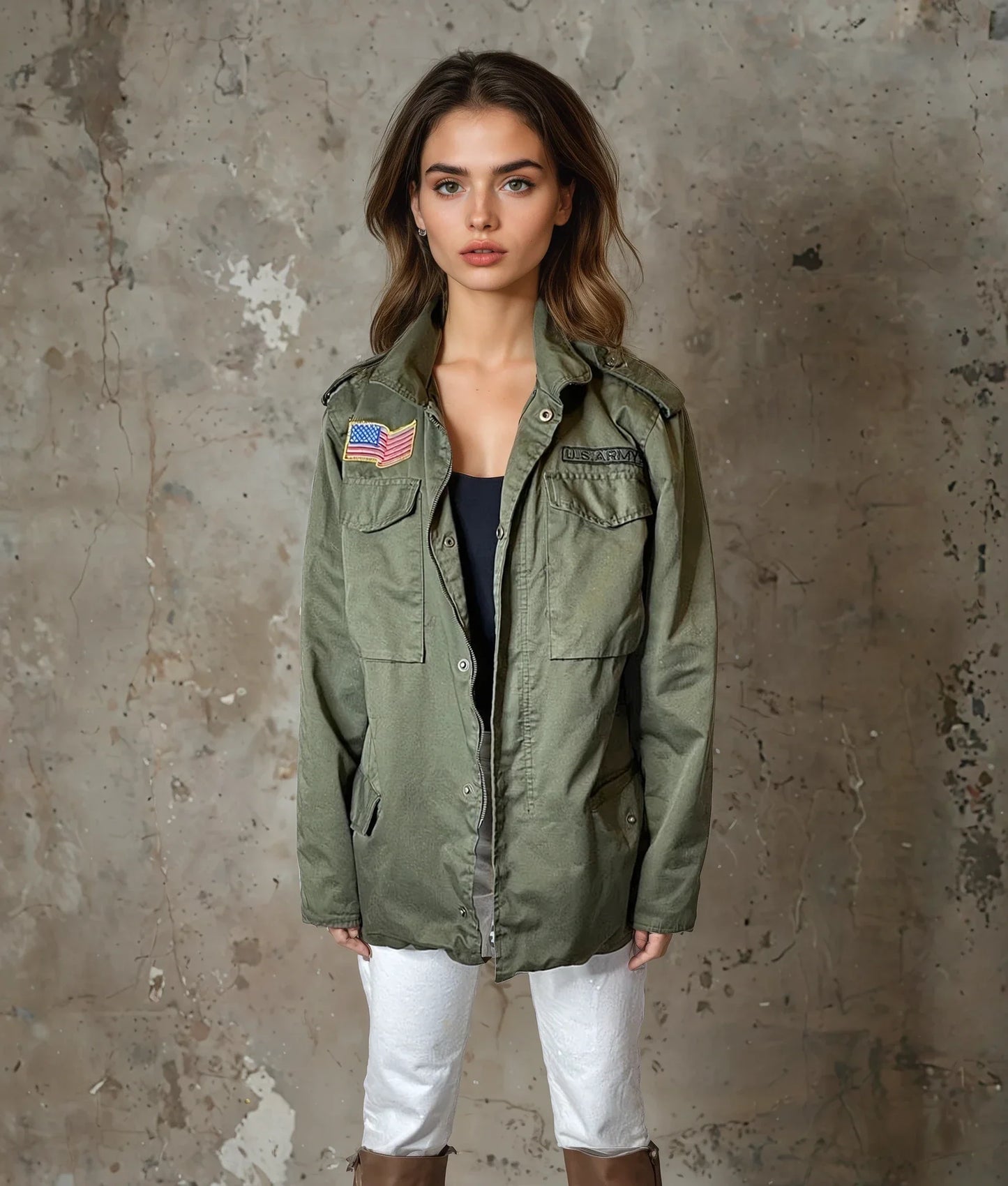 Vintage American US Army Jacket In Green UK 8 - 16