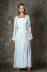 1970's Incredible Vintage White / Cream Silk Lace Wedding Dress UK 8 - 10