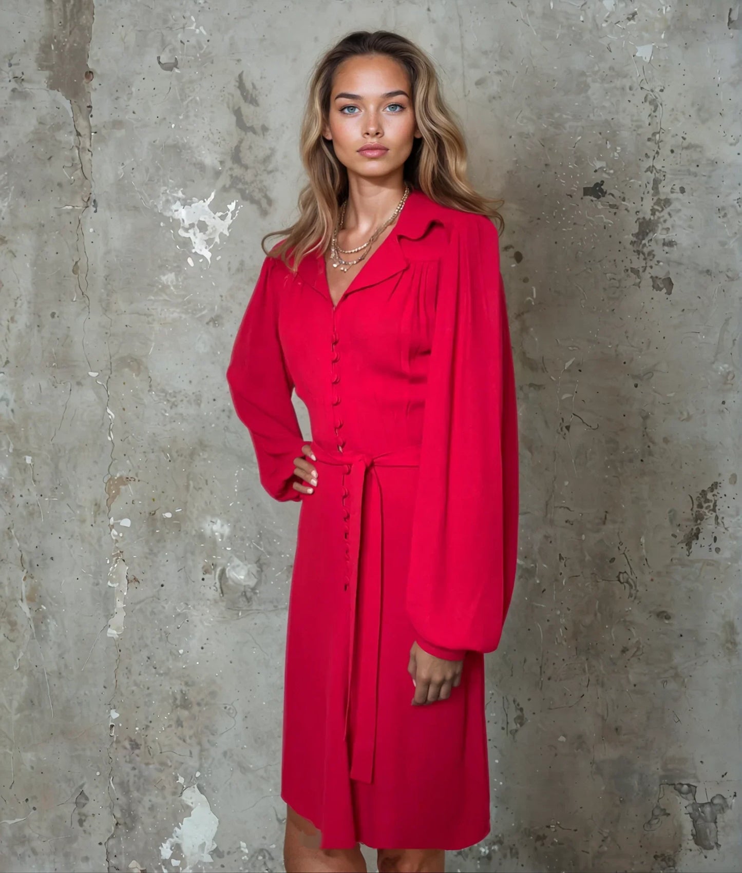 Vintage 1970'S Original Red Ossie Clark For Radley Dress Uk 10 - 12