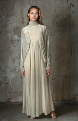 1970's Original Vintage Gold Goddess Maxi Dress UK 8 - 12