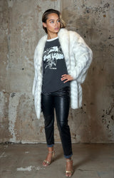 Original 1970's Vintage White Faux Fox Fur Coat UK 8 - 14