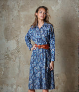 Original Vintage 1970's Liberty Print 100% Wool Paisley Print Blue Dress UK 10 - 12