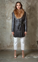 Lovely Original 1970's Vintage Brown Leather & Sheepskin Coat UK 8 - 12